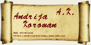 Andrija Koroman vizit kartica